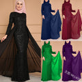 autumn/winter new european and american  sequin dress - women's elegant, sweet, slim-fit long sleeve formal gown