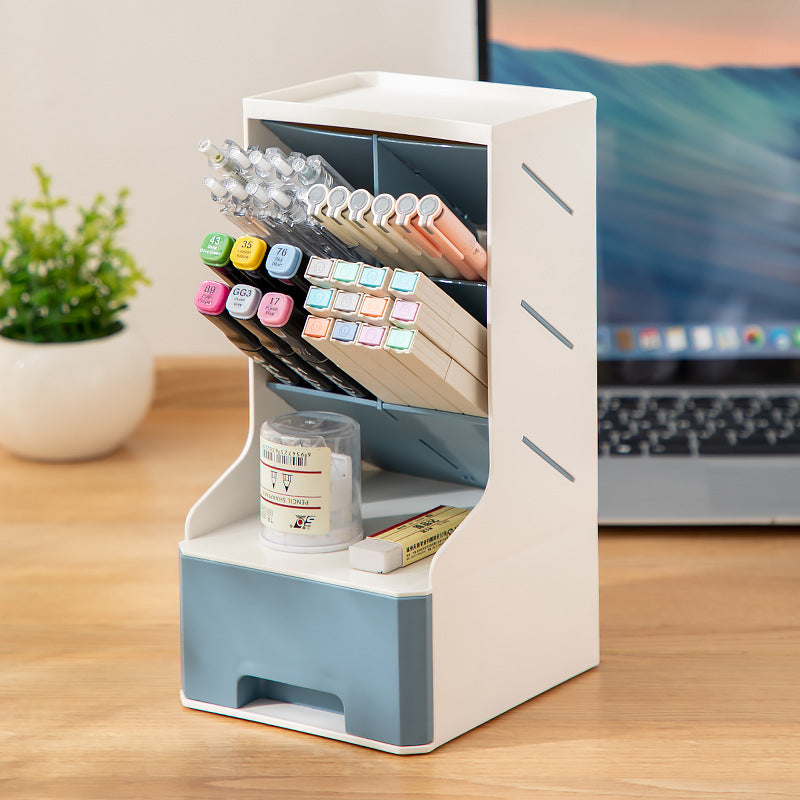 Desktop storage box Drawer type Plastic desk Stationery storage box Dormitory desk Student diagonal pen holder