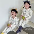 Kids' thermal underwear set - boys' and girls' autumn/winter warm base layer loungewear - soft fleece cotton seamless pajamas