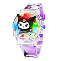 Kids' gift girls' electronic watch - stellalou, kuromi, hello kitty glitter luminous music flip cover rotating watch