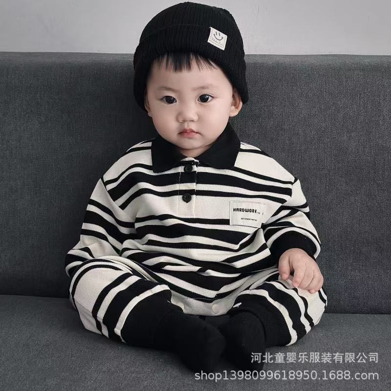 Baby boy romper - new spring/autumn collection - infant clothing - autumn polo collar - long sleeve outfit for infants and toddlers