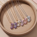 popular copper inlaid with zirconium and diamonds, flower necklace for women, accessible luxury fashion, new versatile titanium steel clavicle chain jewelry