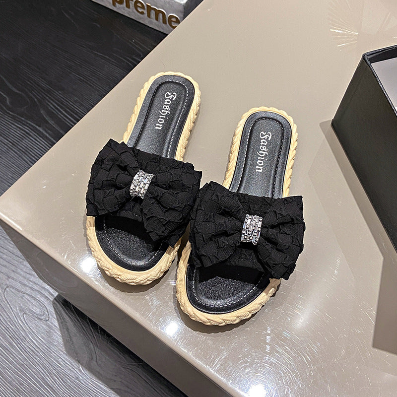 Women's summer new arrival: chic bow-tie slides - stylish and perfect for home, vacation, beach, and poolside