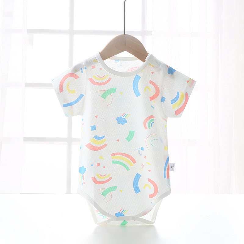 Baby bodysuit summer unisex infant short sleeve romper newborn pure cotton triangle onesie lightweight crawling suit