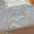 Girls' fall blouse  new long-sleeve heavy lace collar shirt - stylish spring/autumn top for kids