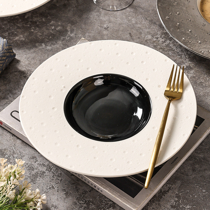 Nordic creative mars crater pasta ceramic plate - restaurant & hotel pasta, dessert, and soup plate - wholesale ceramic