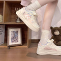 Simple pink women's shoes cute kitten white shoes women  spring and autumn new cartoon student thick solek-style sneakers