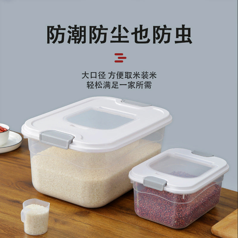 Grain storage box Household rice bucket 5kg Japanese insect-proof and moisture-proof transparent rice bucket 10kg Food grade