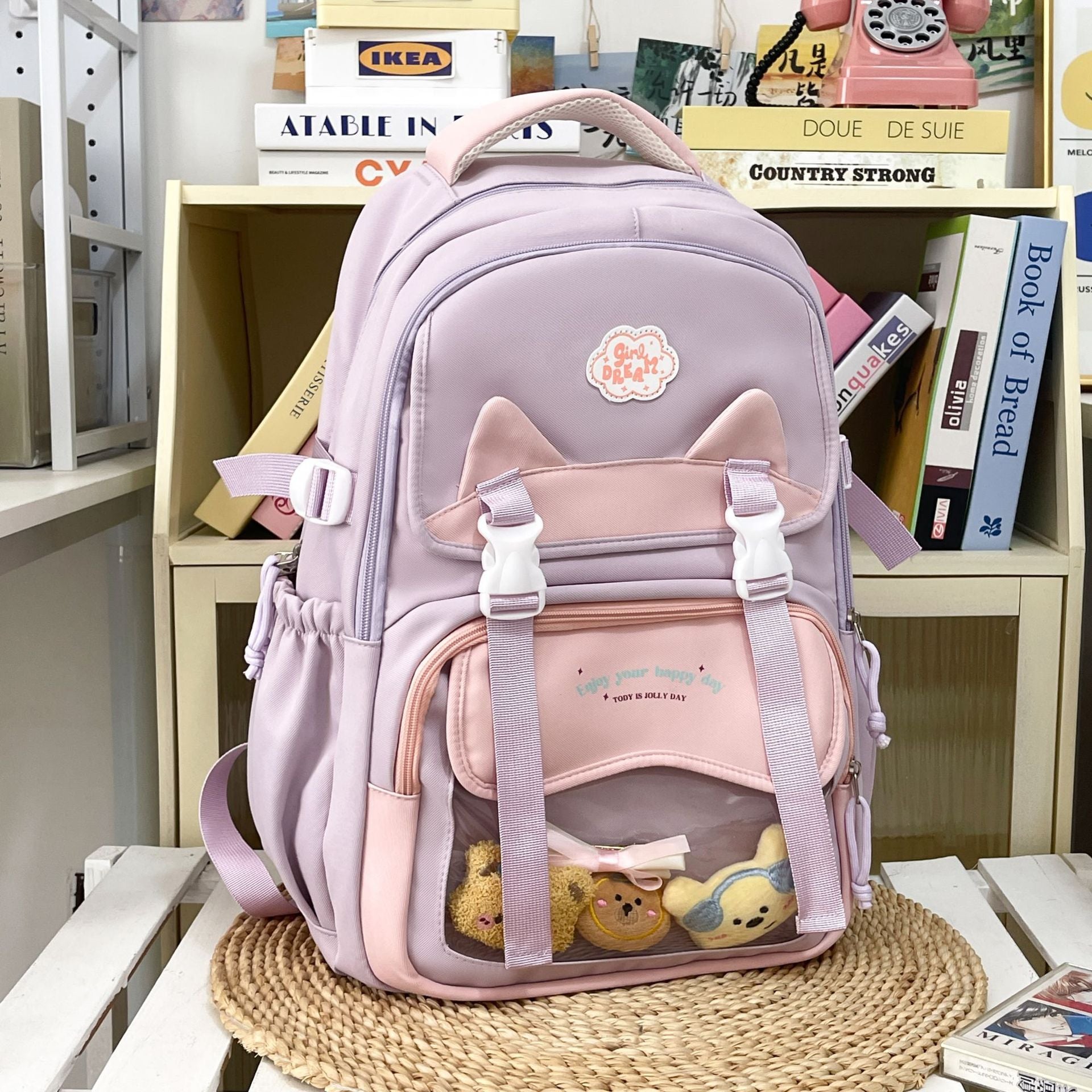 New cute backpack female cartoon large capacity 3-9 grades primary school schoolbag animation sweet girl backpack