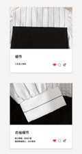 Girls' spring outfit set: striped shirt & black and white color block skirt - two-piece preppy style