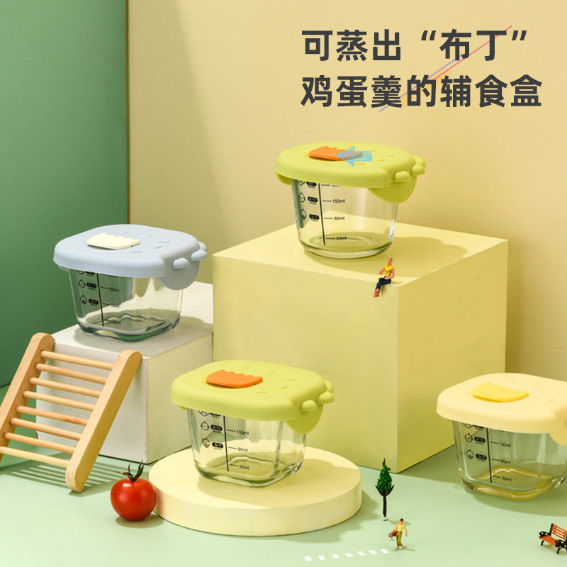 Baby food supplement box glass safe storage steaming custard bowl cup mold tool set - complete baby-specific food supplement bowl