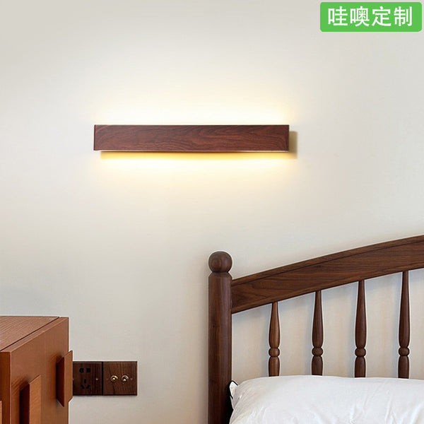 [Wow] Medieval style wall lamp, bedside atmosphere lamp, retro walnut color strip lamp, background wall decorative lamp