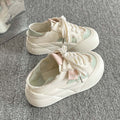 2026 new summer/autumn two-wear slip-on chunky sole canvas sneakers - women's student style, white shoes, versatile bread shoes