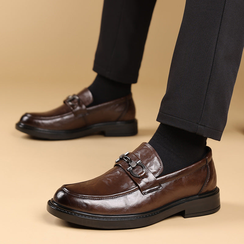 Men's leather shoes: new trendy fashion business dress shoes, non-slip, wear-resistant, slip-on loafers, casual moccasins