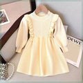22winternew arrivalgirlsweater skirtsweet styledress female baby can add fleece-linedknittingdress