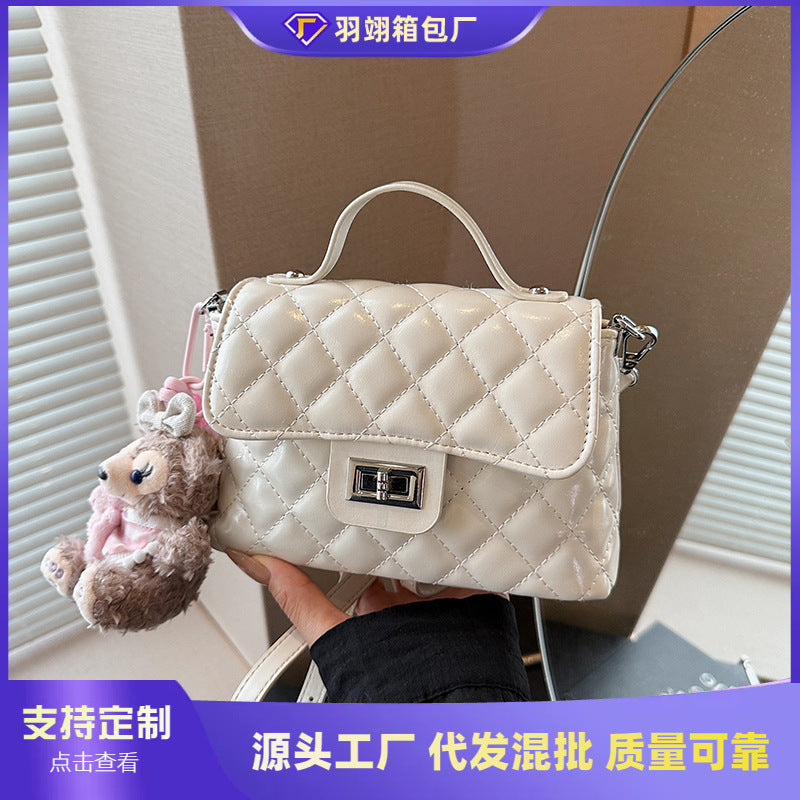 Cross-border diamond chain bag women's spring summer 2025 new fashion niche shoulder messenger bag portable small square bag