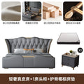 Genuine leather bed + ergonomic coconut coir mattress + 1 nightstand set