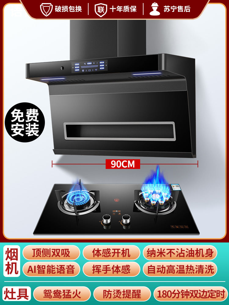 Wholesale range hood gas stove package range hood stove suitfor home kitchen smoke stove disinfection three-piece set
