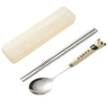 Creamy yellow panda two-piece set (spoon and chopsticks)