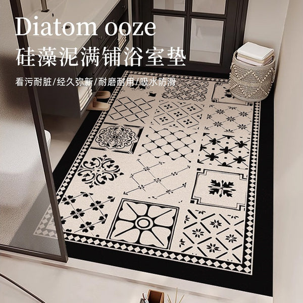 Toilet floor mat, diatom mud bathroom, water-absorbing non-slip floor mat, washstand, fully carpeted, foot mat at the door