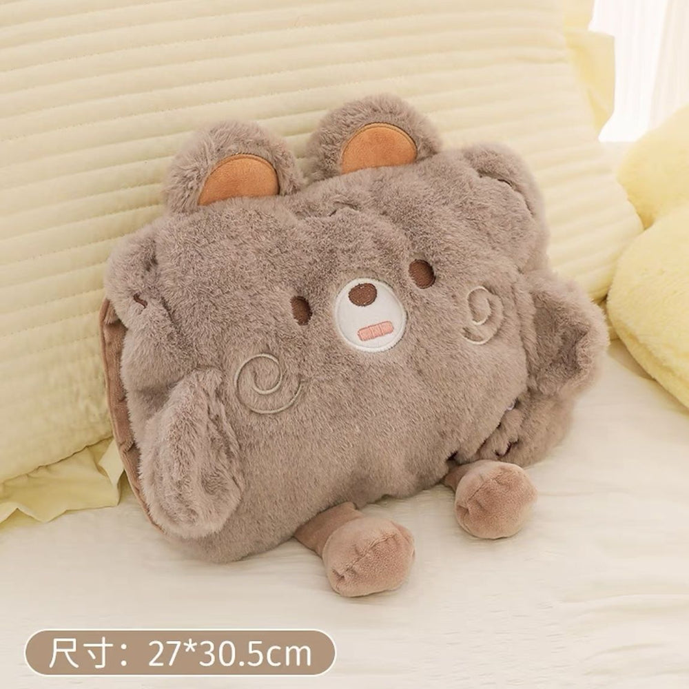 Gb standard rechargeable electric hot water bottle - cute cartoon plush hand warmer for winter - dual hand insert, detachable and washable