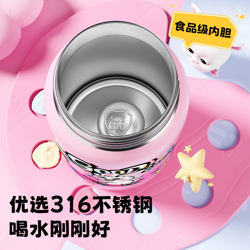 New arrival high-looking cute double drinking cup 316 stainless steel cartoon doll thermos cup portable water cup with carrying rope
