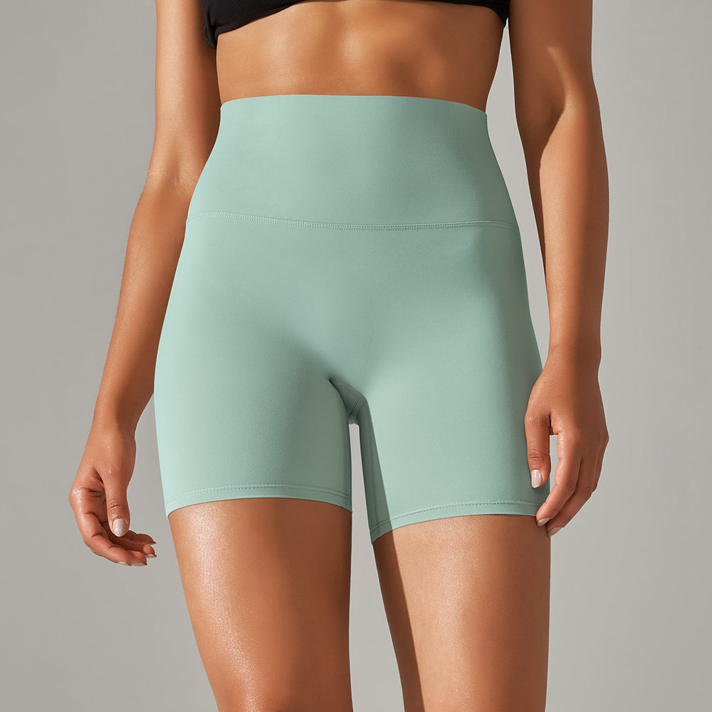 New arrival no awkward line nude high waist yoga pants women's double-sided brushed peach butt tight sports three-quarter pants