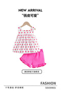 girls' summer tank top set - trendy pink polka dot with ruffle shorts - kids' two-piece cami outfit