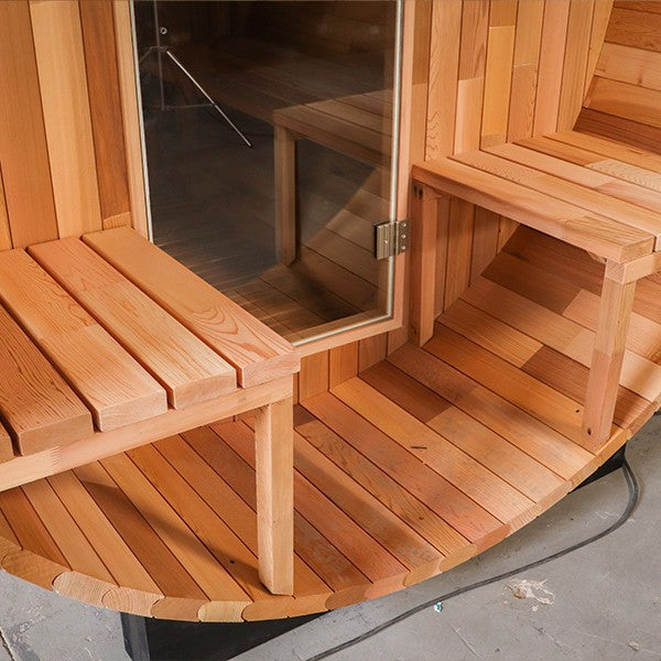 Caisheng Outdoor Red Cedar Round Sauna Room Cylinder Dry Steam Room Traditional Steam Room Cylinder Wholesale Health Box