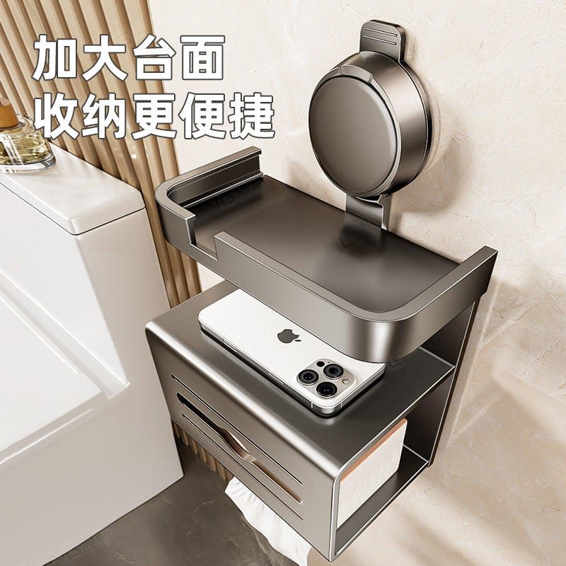 Household toilet suction cup toilet paper rack bathroom toilet tissue box non-punching wall hanging toilet paper storage box