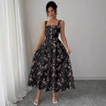 Sense of design new arrivaldress women's summer floral chiffon over-the-knee long skirt short sleeve k-style skirt super fairy style
