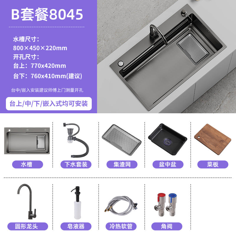 Double slag collection sink large single slot high quality stainless steel kitchen sink thickenedfor home dishwashing sink vegetable sink