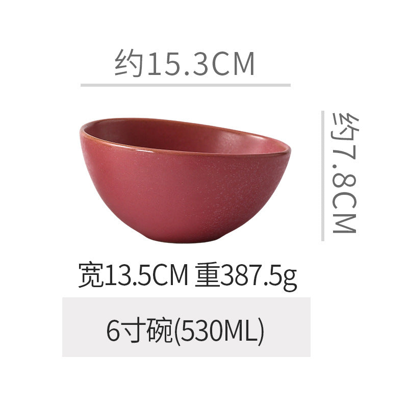 Vintage & unique shaped ceramic dinnerware - stylish plates for restaurants & home use - creative fruit, salad, rice & noodle bowls