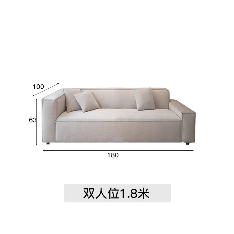 Wabi-sabi style linen three-person fabric sofa small apartment living room b&b tofu block classy cotton and linen cream style removable and washable