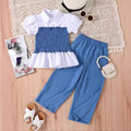 new arrivalsummer children's clothing fashionfashiongirl tops + loose pants two-piece suit
