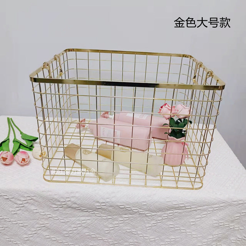Dirty clothes basket, desktop storage basket, wrought iron storage basket, Nordic ins storage basket, sorting storage basket, sundries storage frame