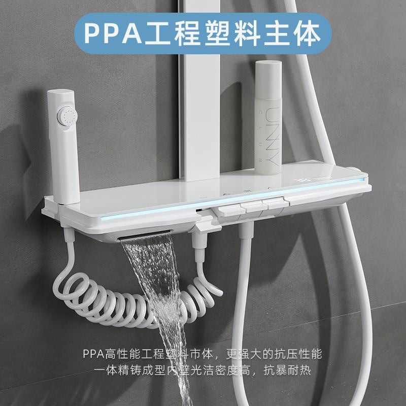 Hotel creamy white hot and cold water shower square shower head set bathroom home piano shower sprinkler