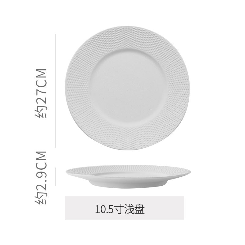 Hotel personalized frosted ceramic western dinnerware set - minimalist solid color polka dot business dinner plates