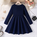 girls' clothing,  autumn/winter new arrivals, european and american style, export-quality, big kids' long-sleeved, side-button, casual and elegant dress