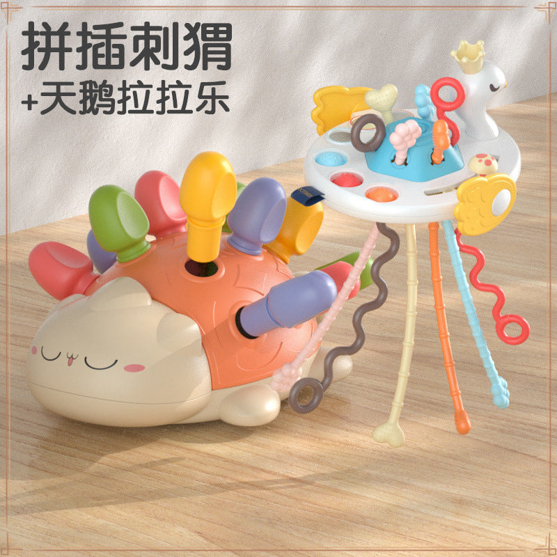 Hedgehog assembly hole pulling nails 6 months 8 baby concentration training early education baby toys 1 3 years old puzzle