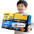 Kids' extra-long big truck toy - alloy semi-truck with container, trailer, and forklift