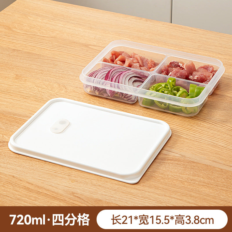 Kitchen, refrigerator, fresh-keeping storage box, sealed food preparation, transparent fresh-keeping box, food grade grid plastic freezer