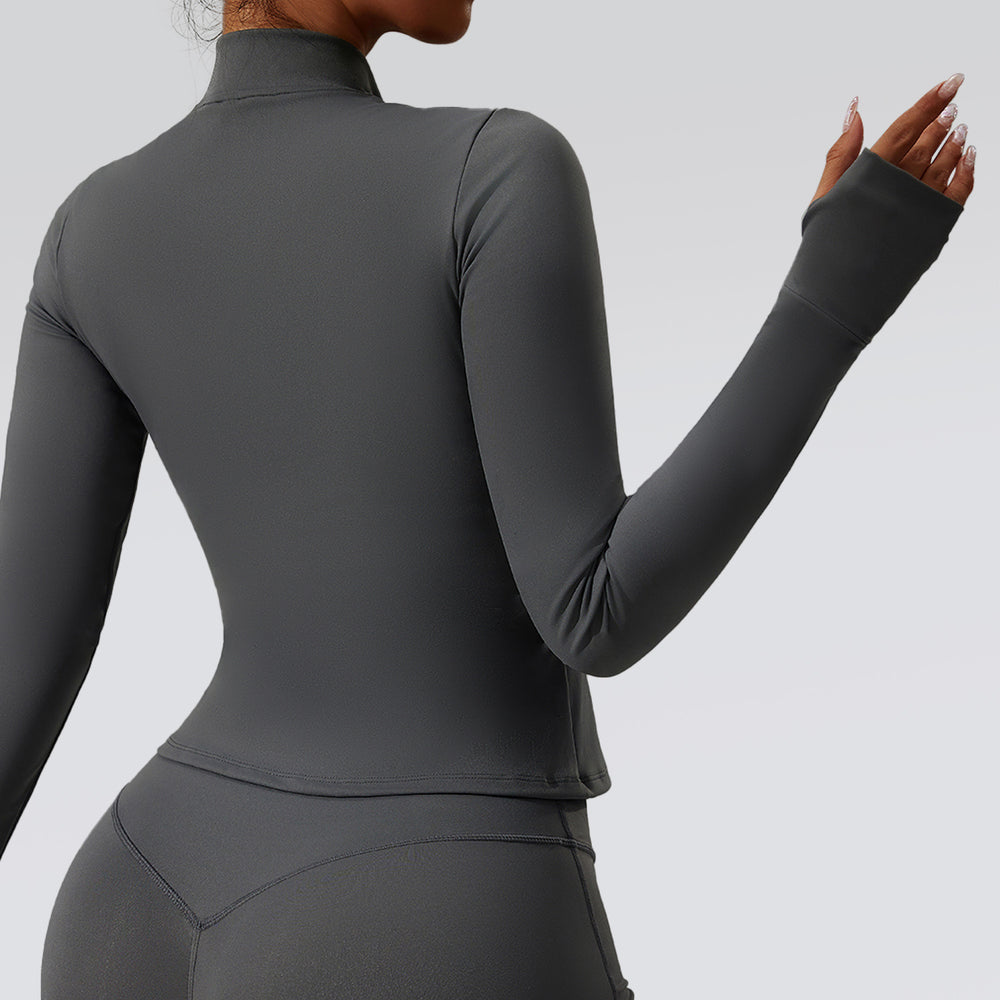 European and american autumn/winter new yoga jacket for women, zip-up cardigan, stretch long sleeve activewear, custom pattern making available
