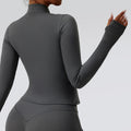 European and american autumn/winter new yoga jacket for women, zip-up cardigan, stretch long sleeve activewear, custom pattern making available