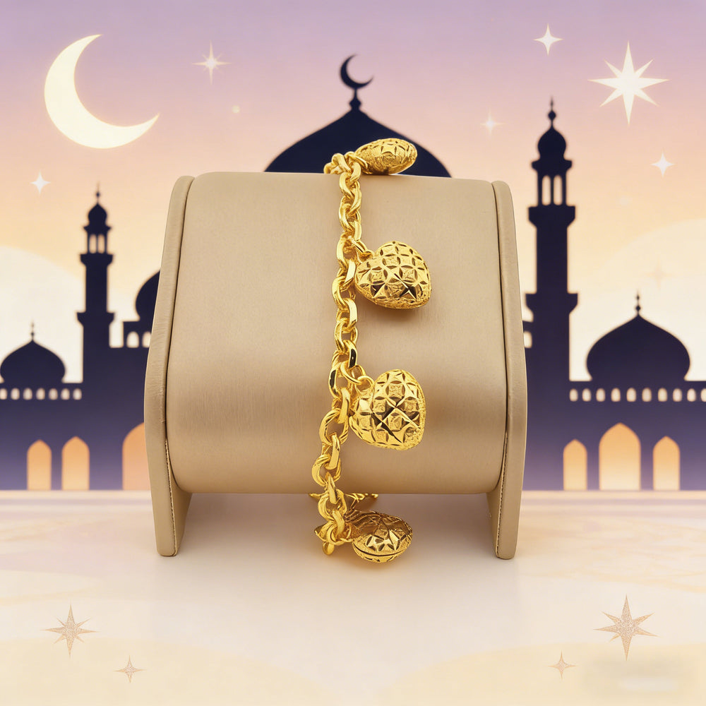 middle eastern women's accessible luxury stylish copper plated 24k gold malaysian popular hot-selling heart bracelet