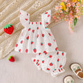 Kids clothing: cross-border sourcing - european & american style girls' outfit - strawberry print pink top + shorts set