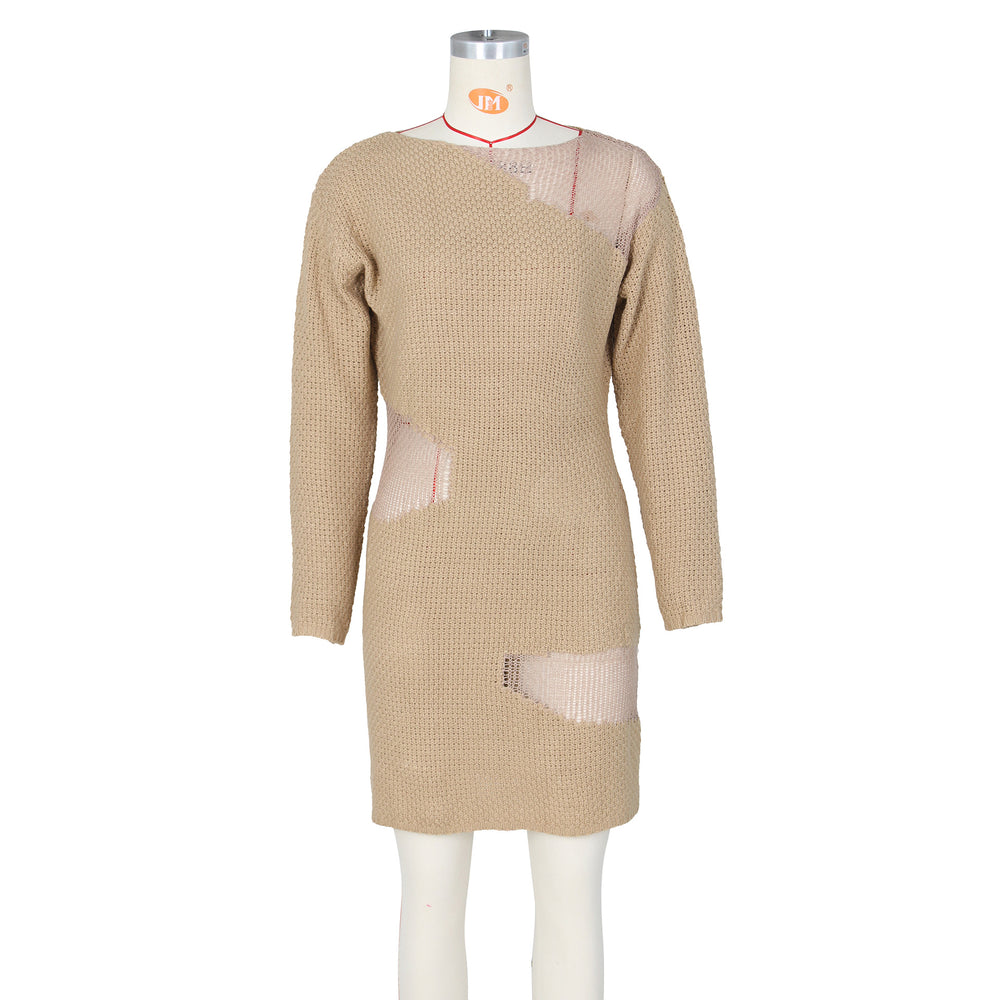 Source factory:  hot-selling european & american women's clothing - sexy cutout design knitted dress