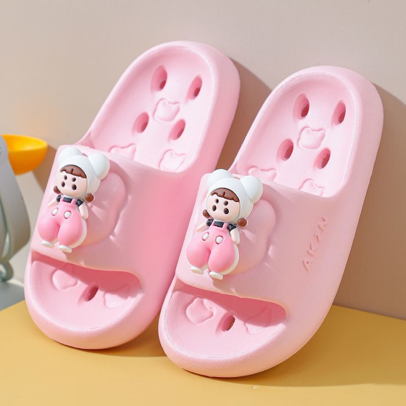 Eva kids' leak-proof cartoon anti-slip hollow-out summer home quick-dry baby slippers bathroom girls' bath slippers
