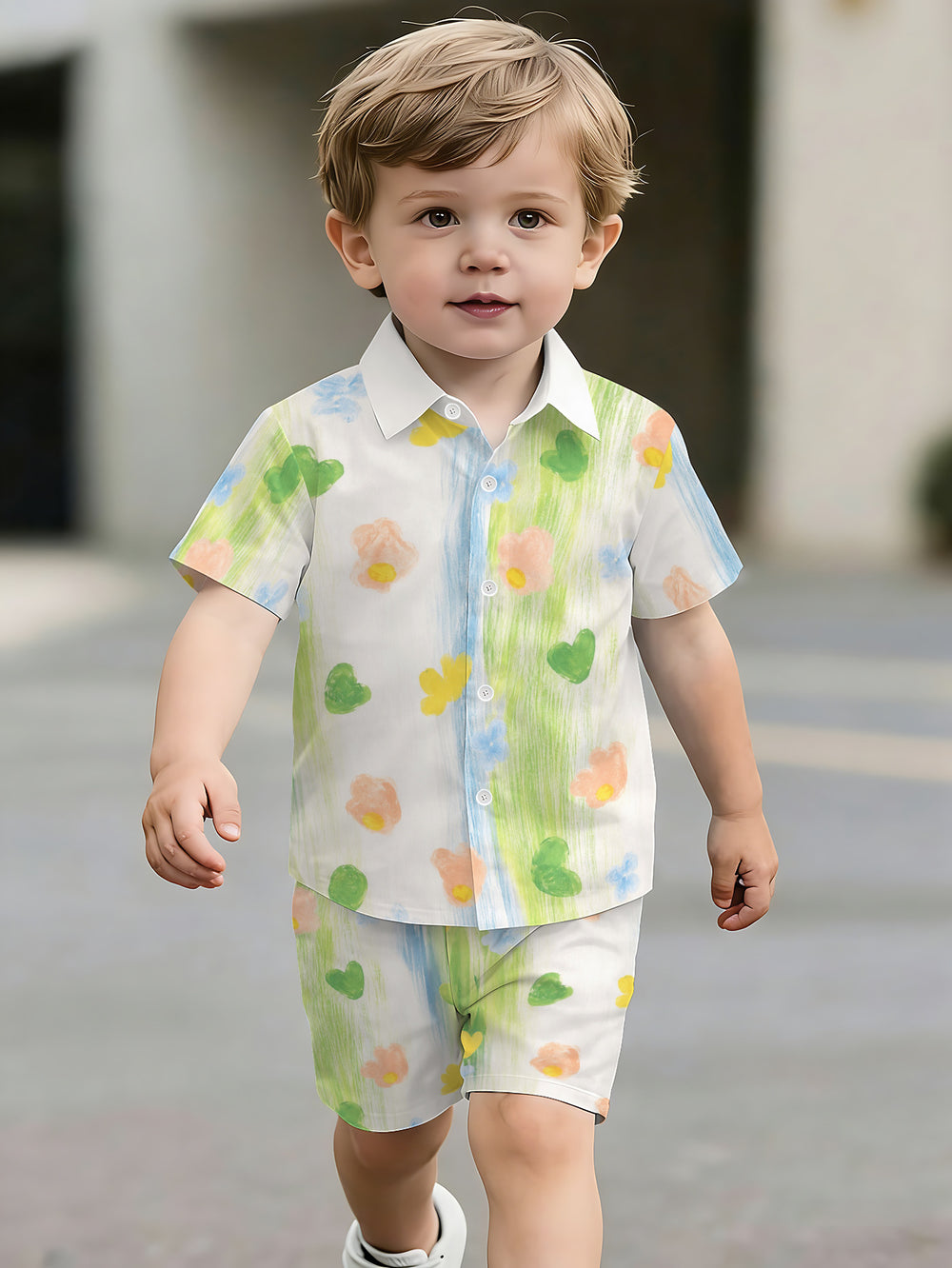 hot-selling children's short-sleeved shirt set, casual shirt set, summer simple stripes, dropshipping available