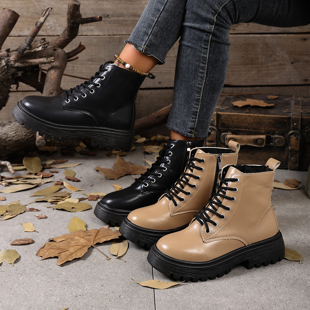 Boots women's short boots british style autumn winternew arrival single boots trendy thick bottom slim motorcycle boots wholesale dropshipping